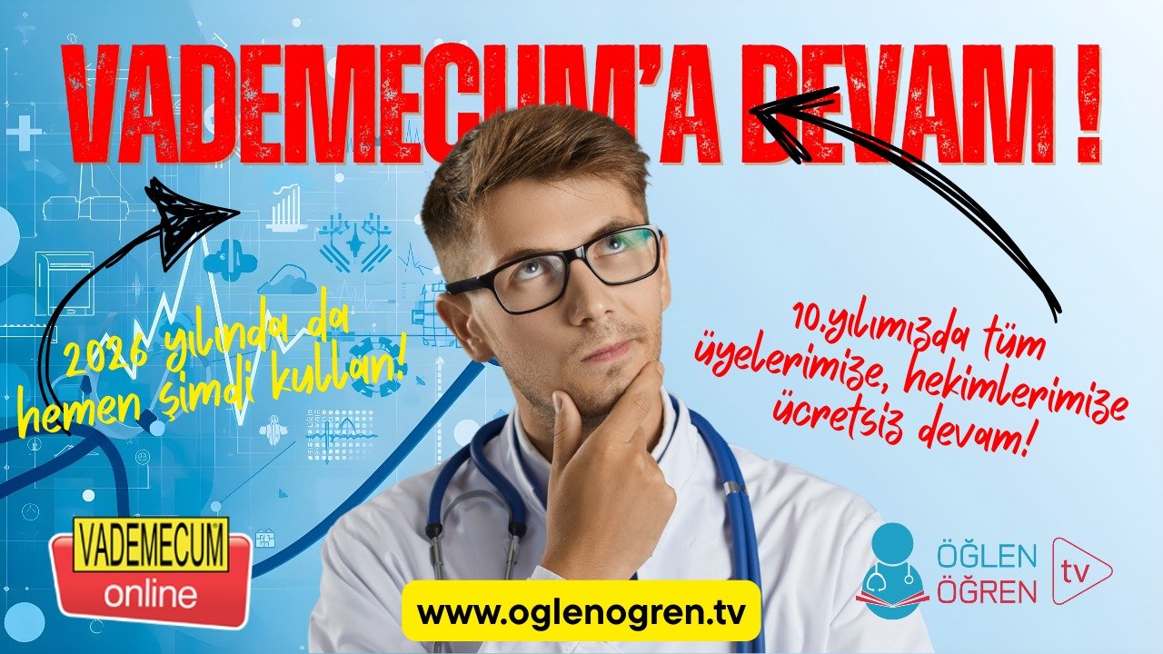 01.12.2026 tarihinde Hekimlerimizin Talebine Desteğimiz Tam, Vademecum'a Devam! başlıklı programımız Öğlen Öğren TV ekranlarından canlı yayınlanacaktır