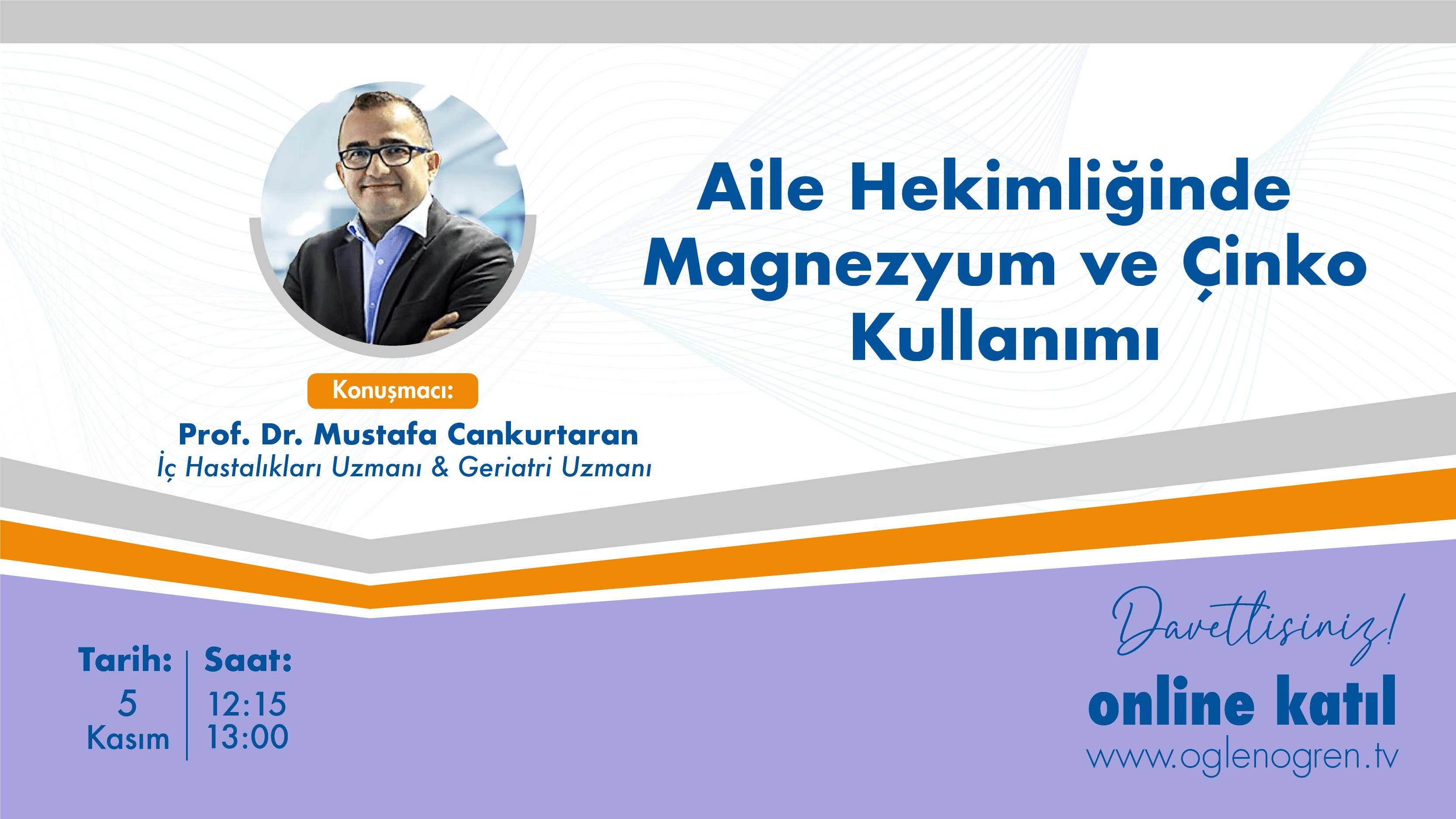 05.11.2024 tarihinde Aile Hekimliğinde Magnezyum ve Çinko Kullanımı başlıklı programımız Öğlen Öğren TV ekranlarından canlı yayınlanacaktır